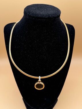 Avon Gold Collar Necklace with Amber/red Stone Pendant